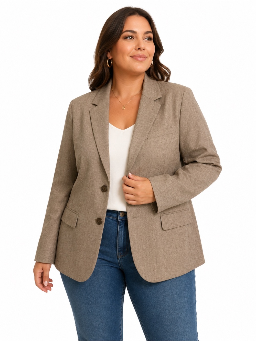 New York & Company Blazer Size 18 Taupe Stretch Career Jacket Office Work